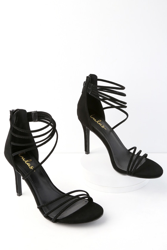 Cute Black Heels - Nubuck heels - Ankle Strap Heels - Lulus