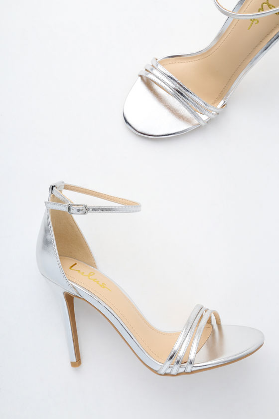 Iva Silver Ankle Strap Heels 2