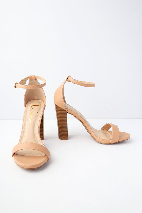 Taylor Almond Stacked Ankle Strap Heels 2