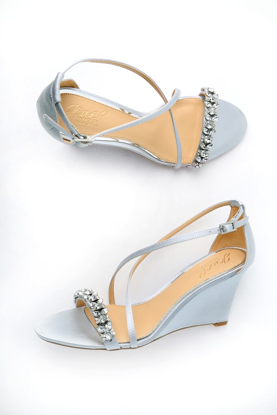 silver satin wedges