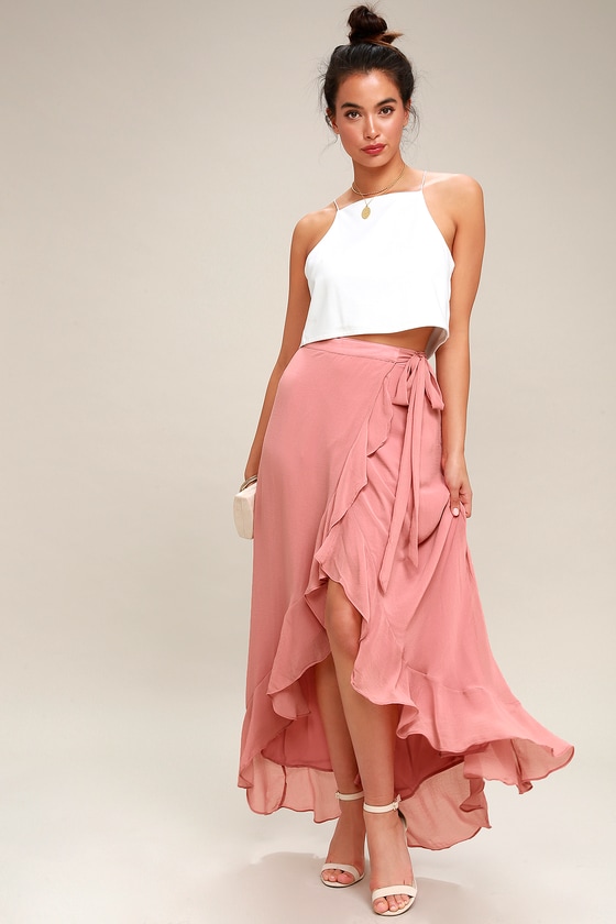 blush colored maxi skirt