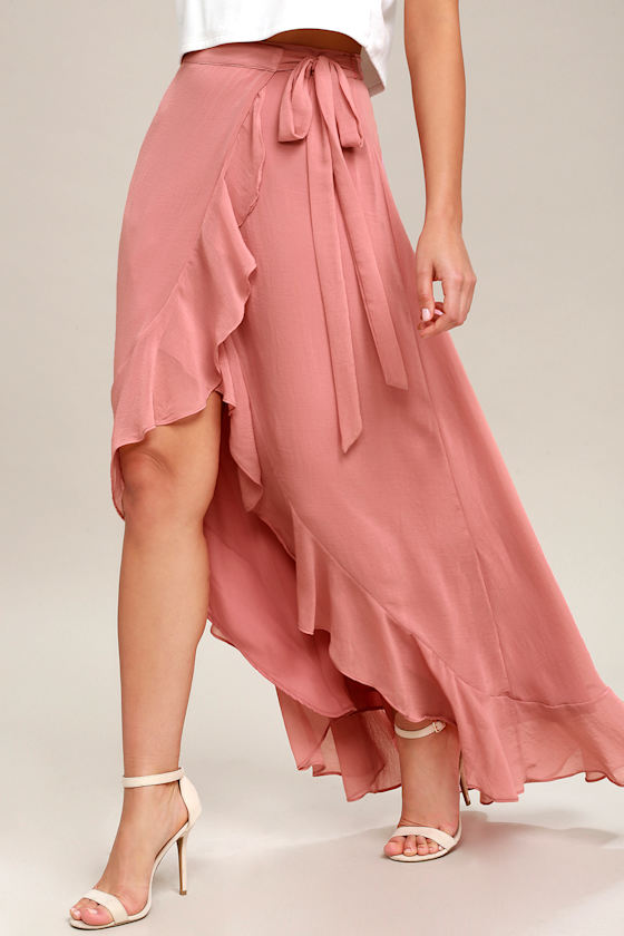Cute Blush Pink Skirt Wrap Skirt Maxi Skirt