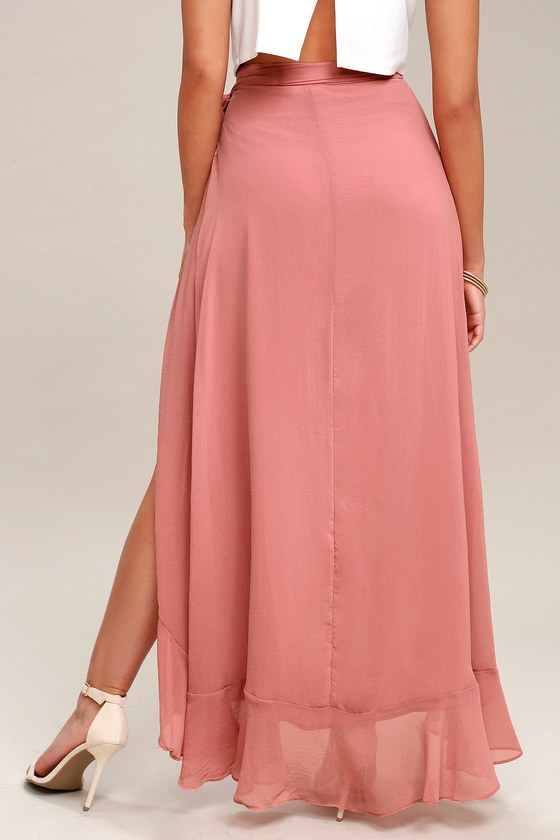 Cute Blush Pink Skirt Wrap Skirt Maxi Skirt