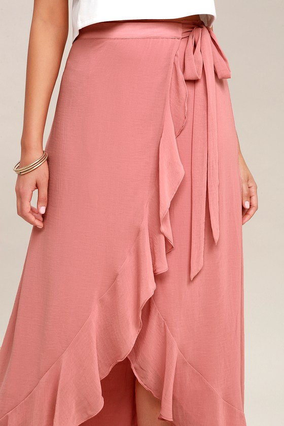 Cute Blush Pink Skirt Wrap Skirt Maxi Skirt