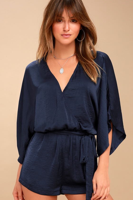 navy blue romper dress