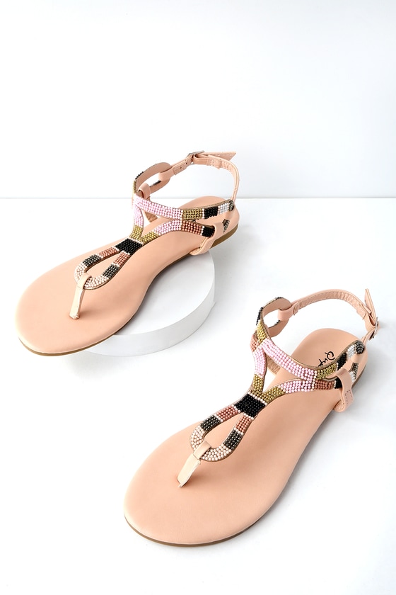 beaded thong sandals