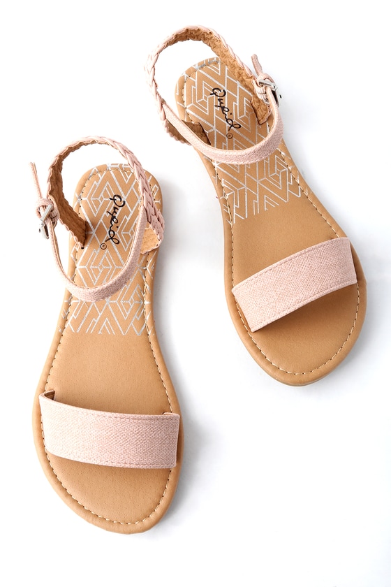 blush leather sandals