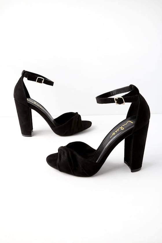 Carly Black Suede Ankle Strap Heels 2