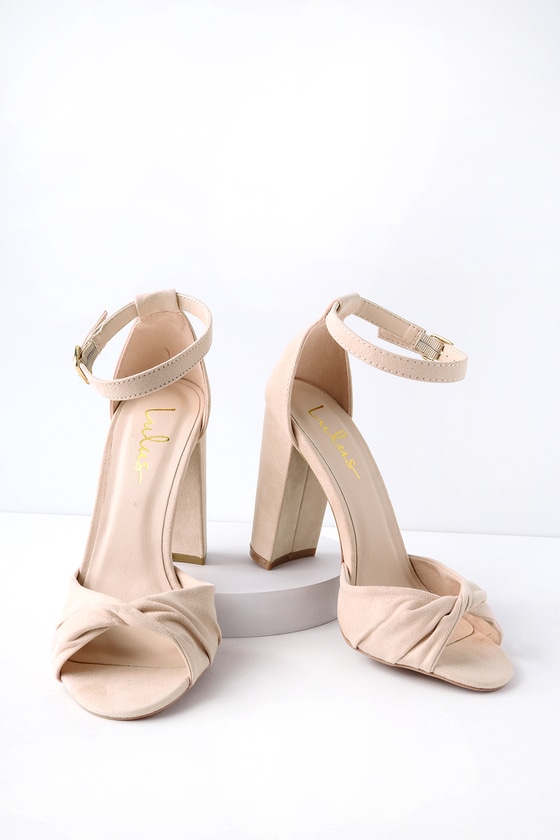 laura light nude suede ankle strap heels