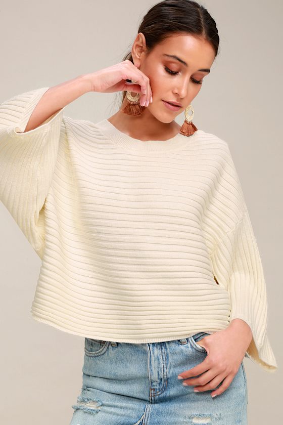 Claudel Ivory Ribbed Sweater Top 2