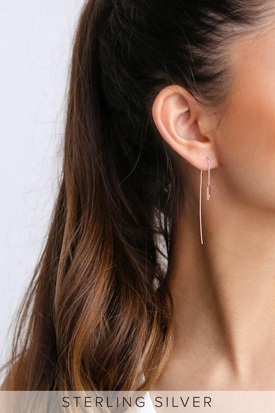 Chic Rose Gold Earrings Threader Earrings Lulus