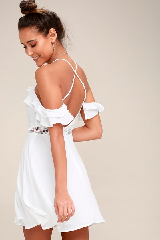 lulus lace skater dress Cute White Dress - Skater Dress - Lace Dress - Cute Party Dress