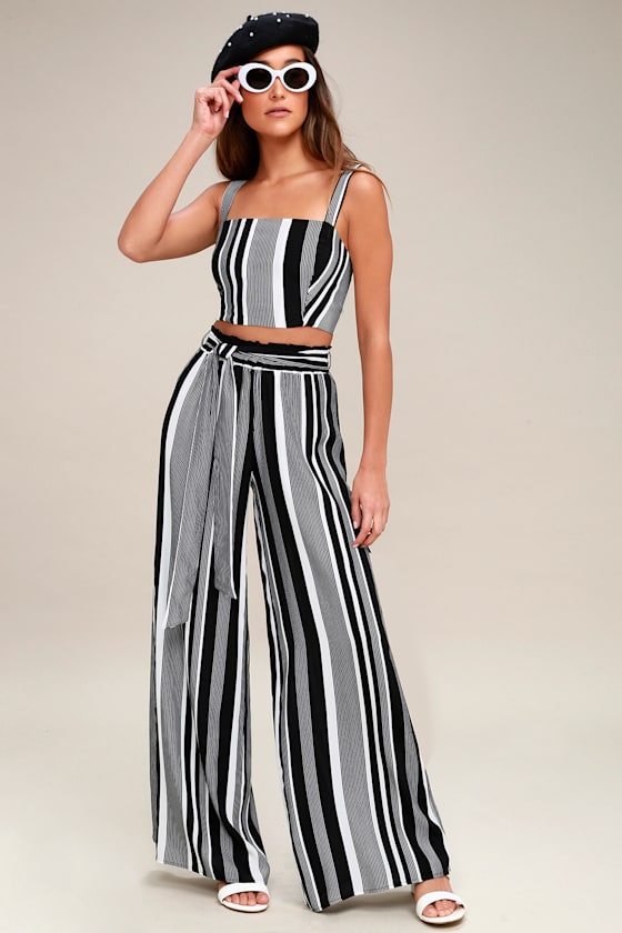 Road Trip to Rio Black Striped Two-Piece Set 1