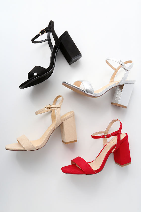 block heel red sandals