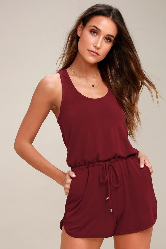 burgundy romper outfit