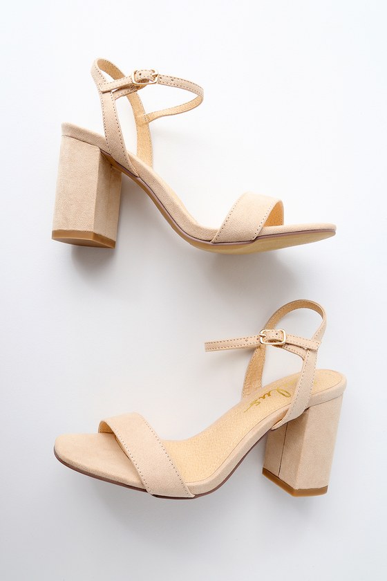 nude chunky heels