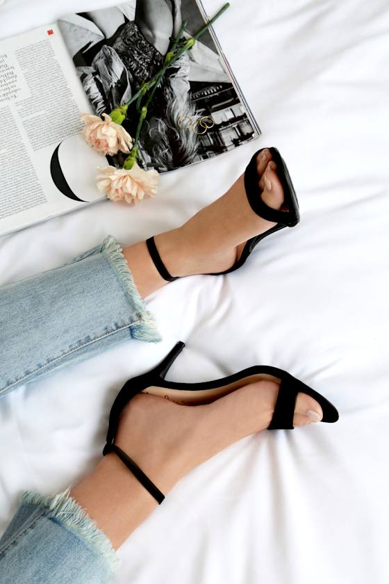 Published Author Black Suede Ankle Strap Heels 1