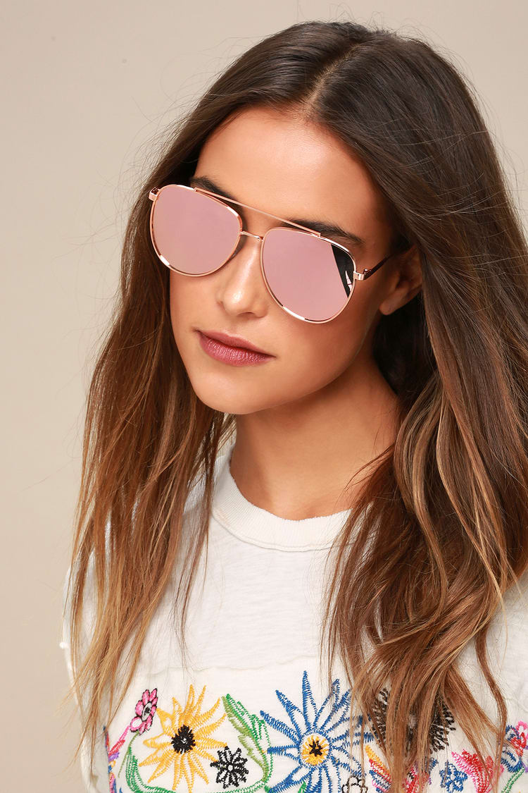Rose Gold Sunglasses - Mirrored -