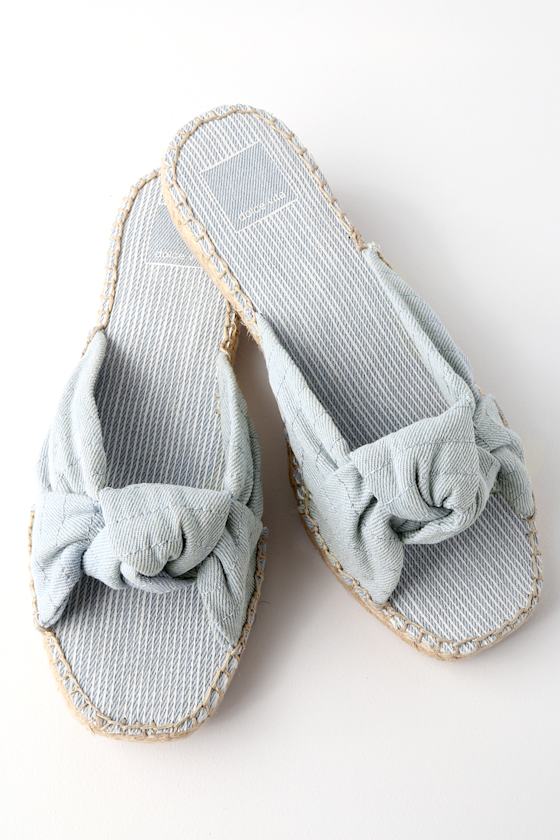 Benicia Light Blue Espadrille Slide Sandals 4