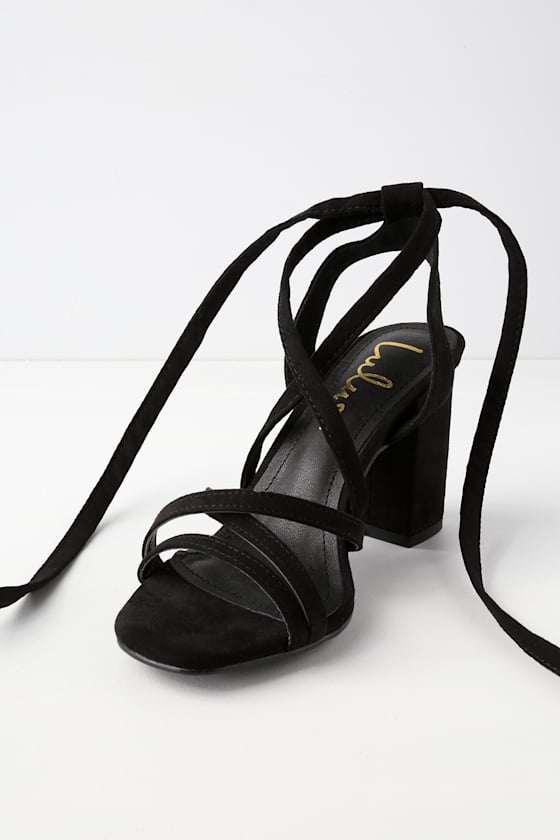 Ashton Black Suede Lace-Up Heels 5