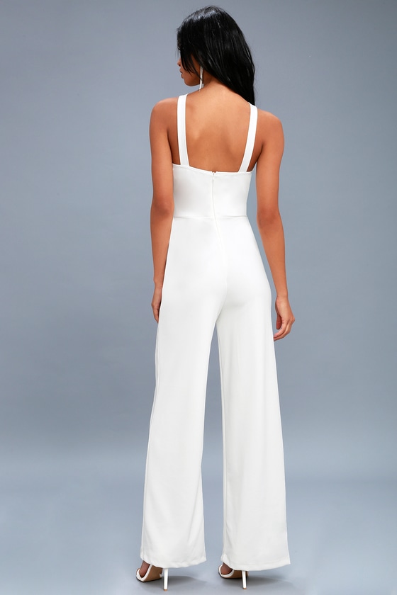 Chic White Jumpsuit - Wide-Leg Jumpsuit - Halter Jumpsuit