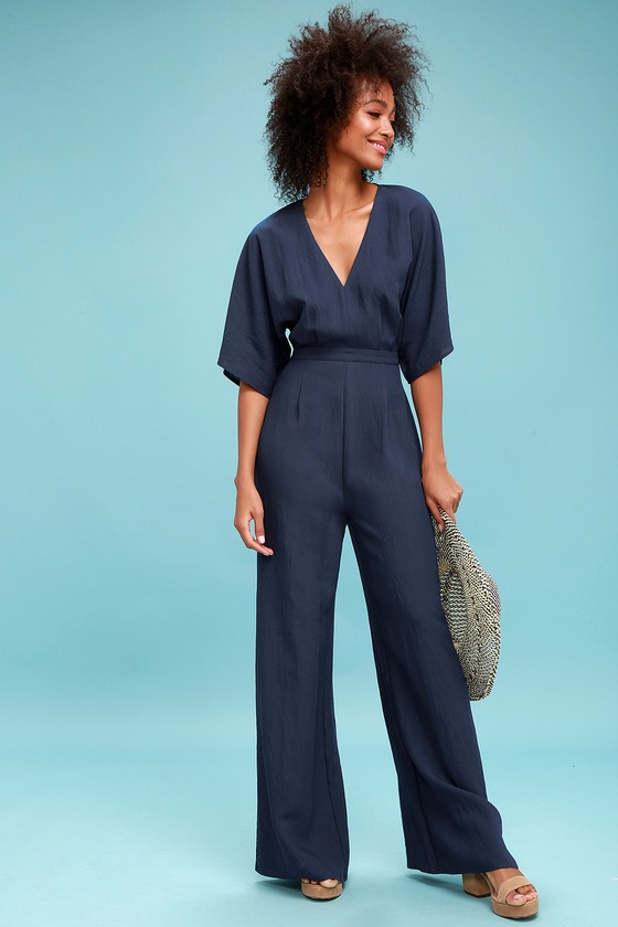 Cute Jumpsuit - Wide-Leg Jumpsuit - Navy Blue Jumpsuit - Lulus