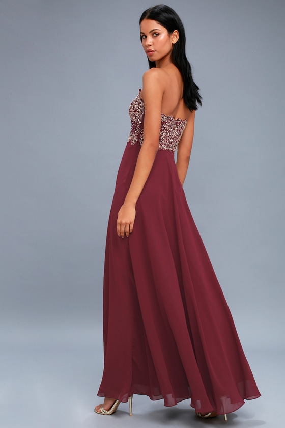 Burgundy dress best sale macys
