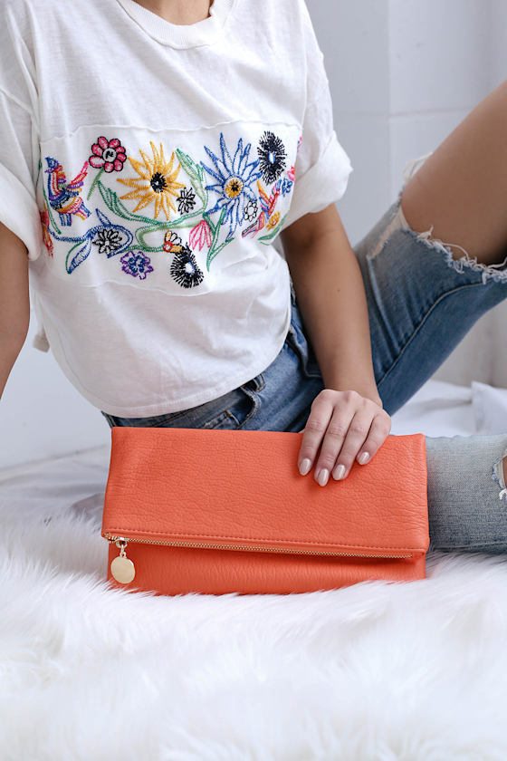 Get Up and Go Coral Orange Clutch 1
