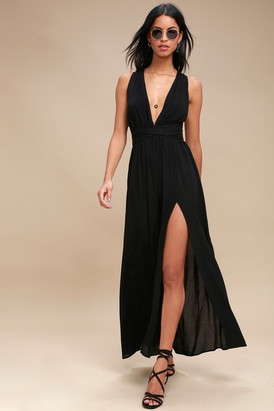 black halter top maxi dress