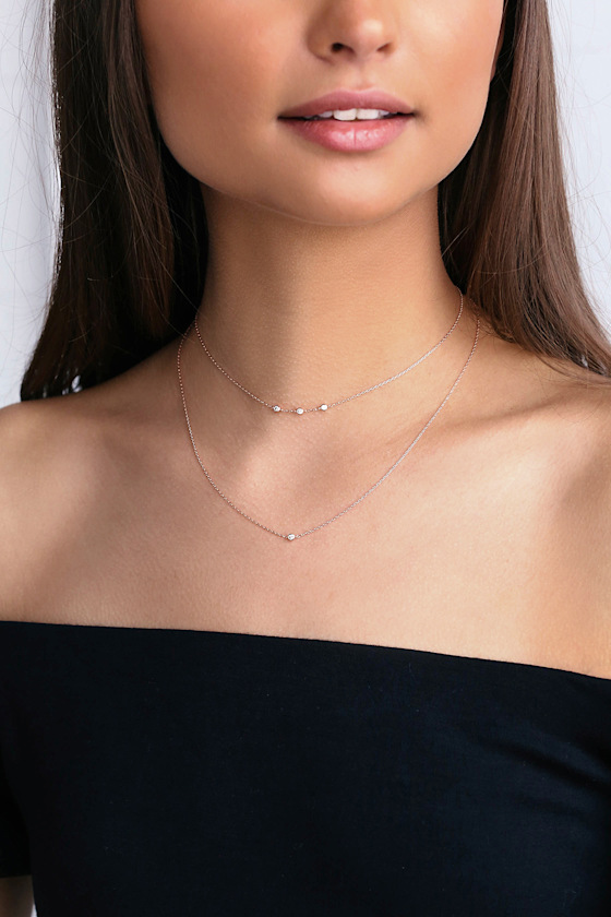 Lovely Rhinestone Choker Layered Rose Gold Choker Necklace Lulus