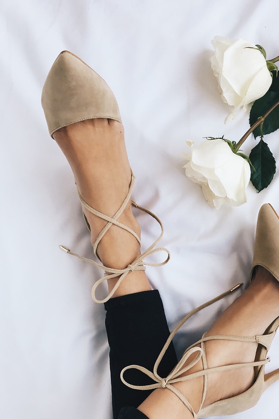 taupe lace up heels