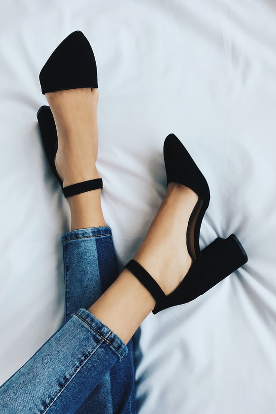 ankle strap closed toe heels