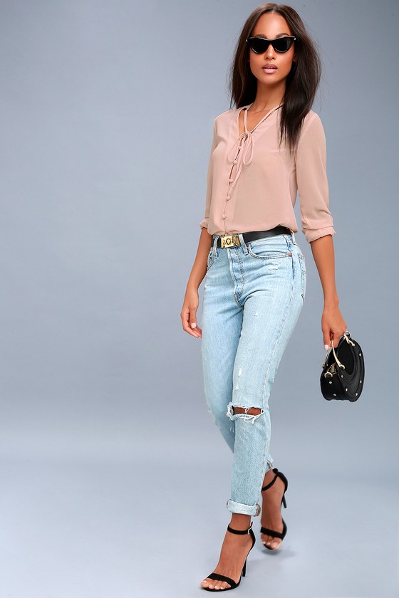 Blush pink dressy tops discount