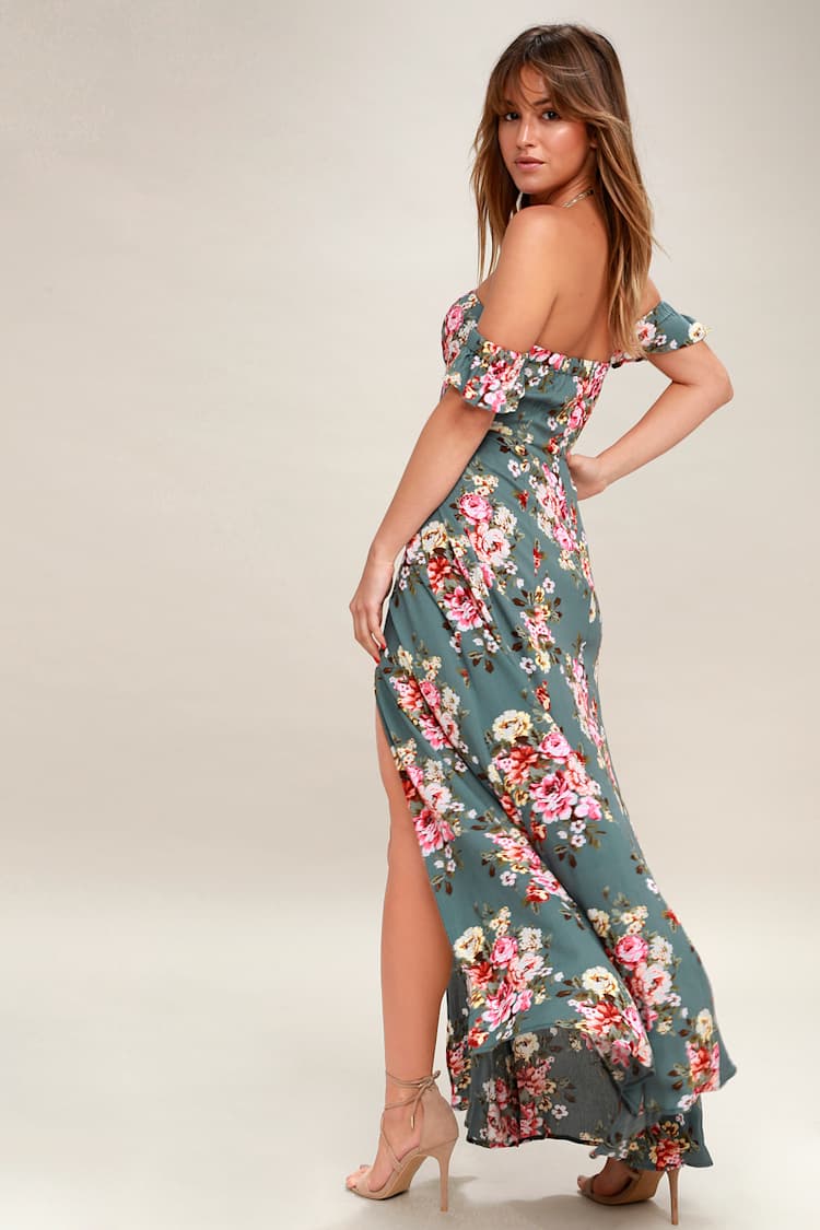 Lovely Sage Green Dress - Floral Print Maxi Dress - Lulus