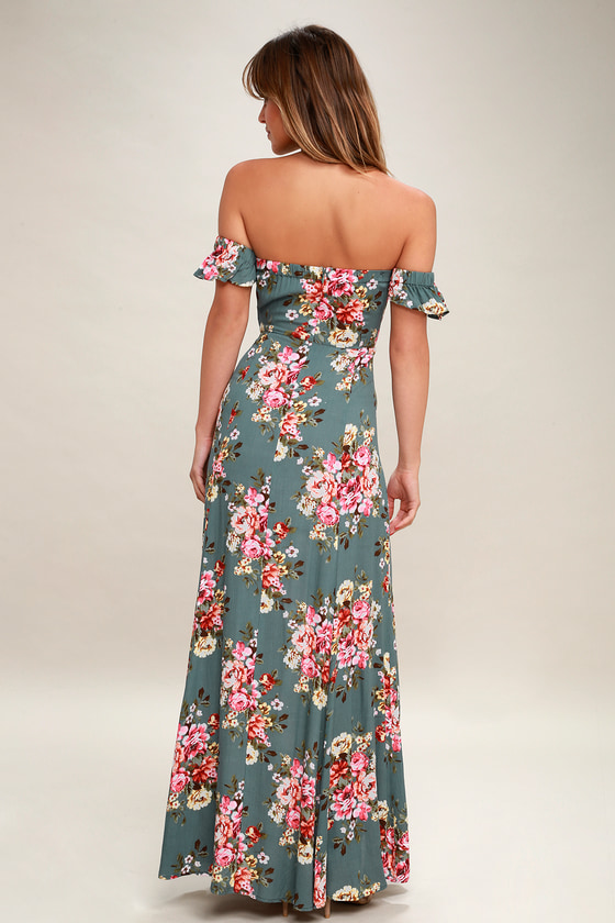 Lovely Sage Green Dress - Floral Print Maxi Dress - Lulus