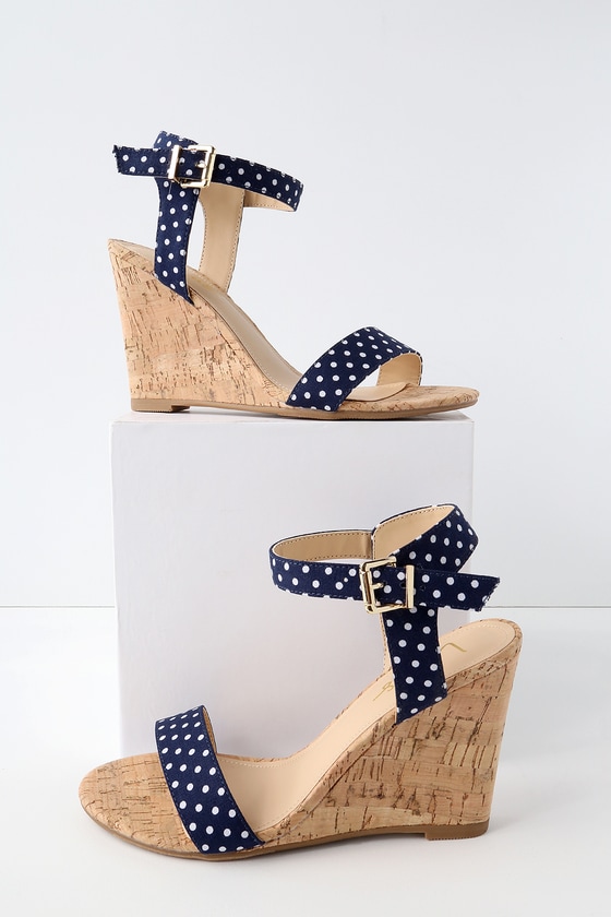 Cute Blue and White Polka Dot Wedge 