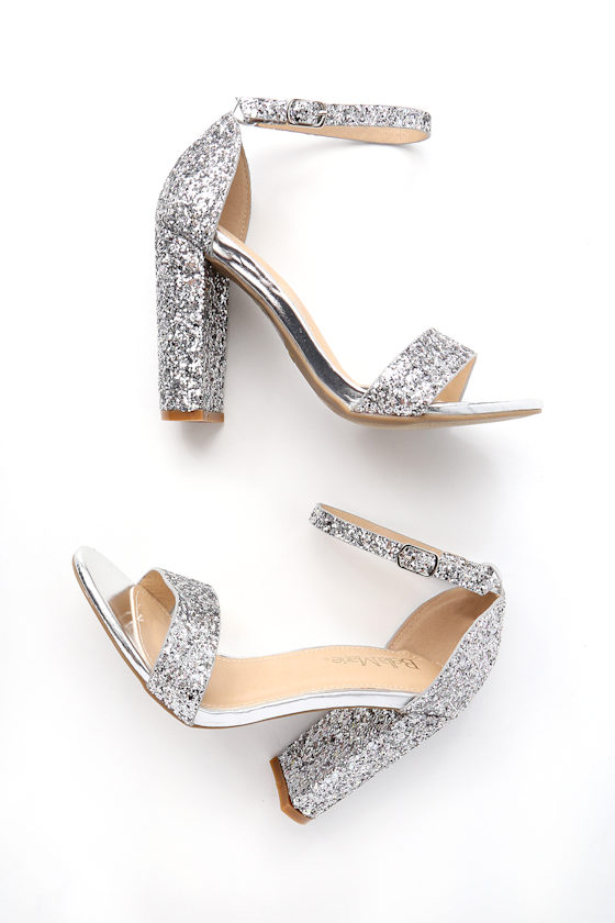 Shiny Glitter Heels Silver Heels Party Shoes Lulus