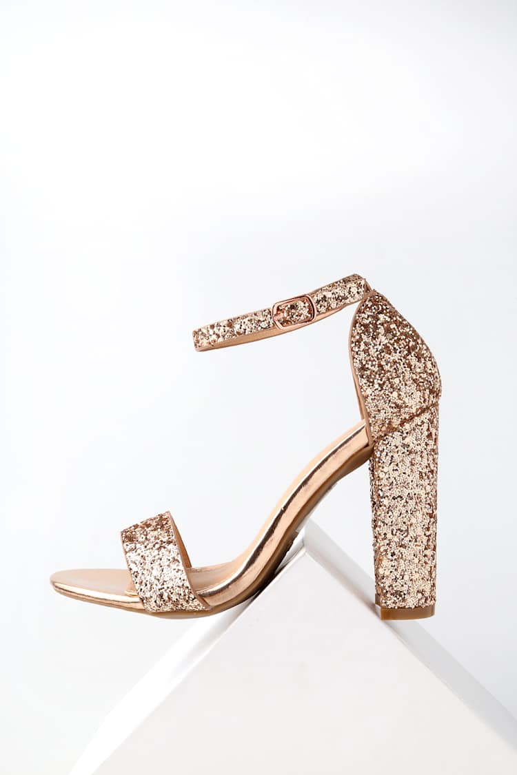 Shiny Glitter Heels - Rose Gold Heels - Party Shoes - Lulus