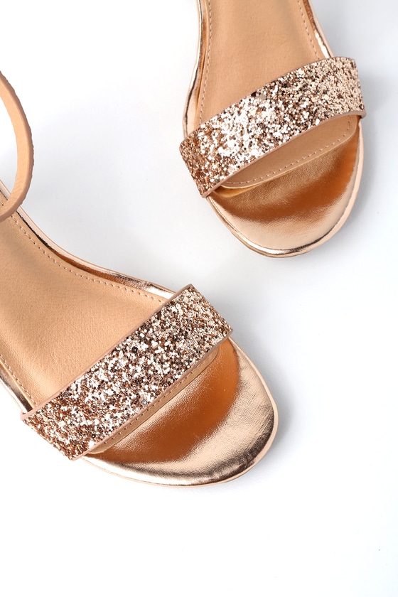 high heels rose gold glitter