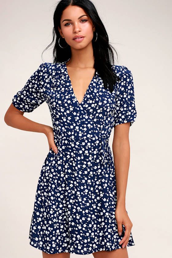 Shady Days Blue Floral Print Wrap Dress 3