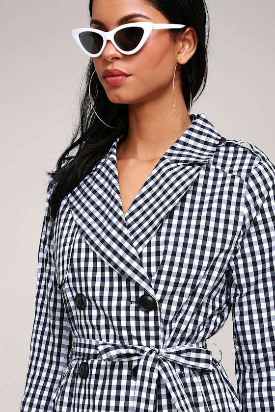 Cute Gingham Trench Coat Lightweight Trench Coat Lulus
