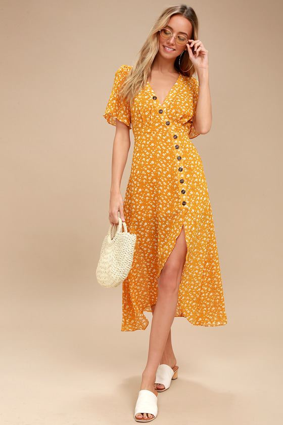Lulus yellow floral dress outlet