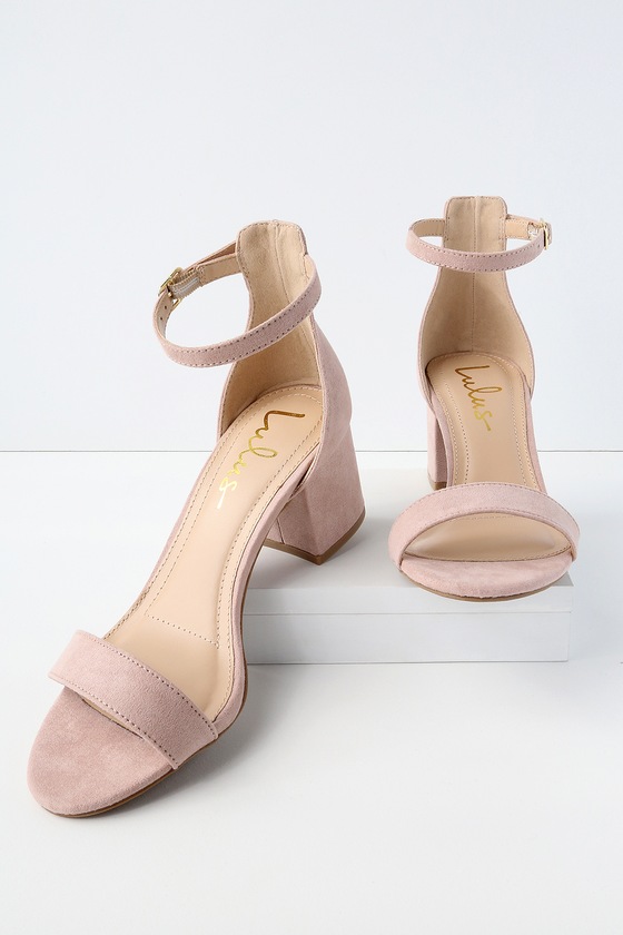 Harper Light Nude Suede Ankle Strap Heels