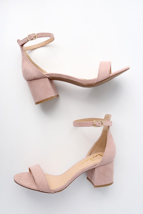 nude suede block heels