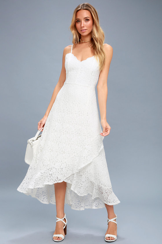 Saunter Along White Lace Midi Dress 1