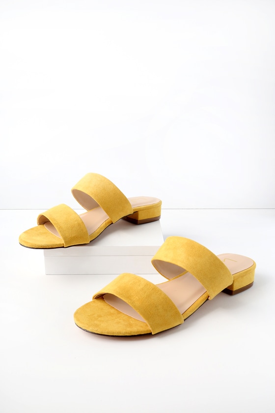 yellow slip on sandals