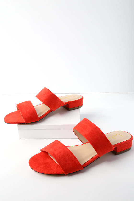 red suede slides