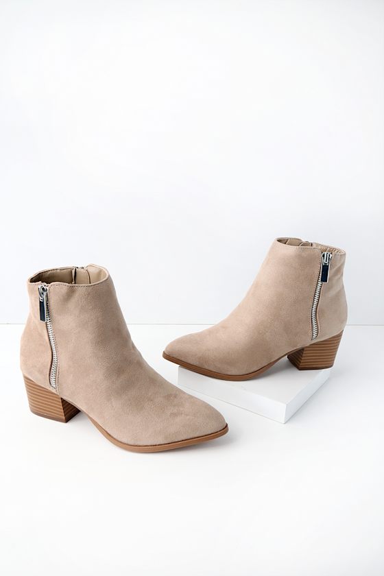 suede taupe booties