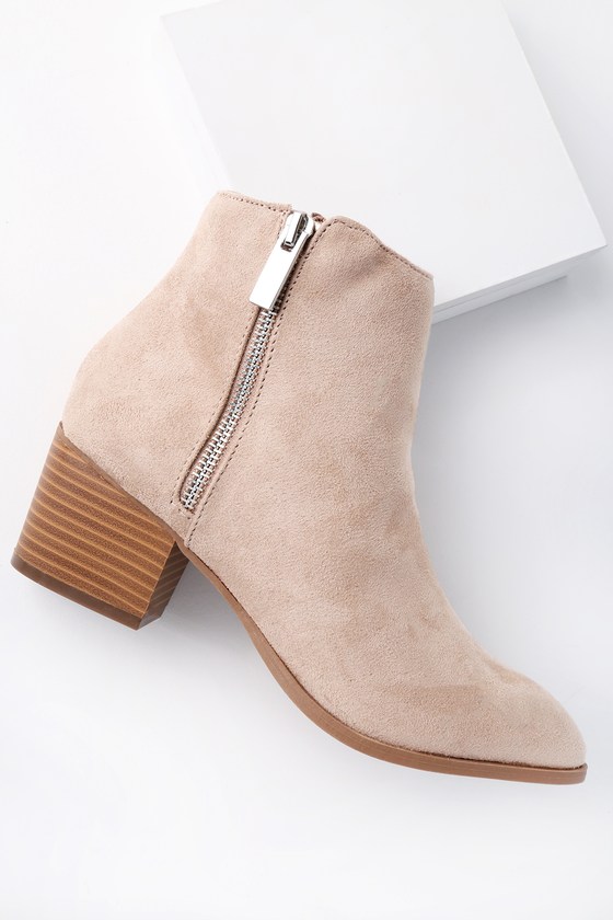 womens ankle booties taupe