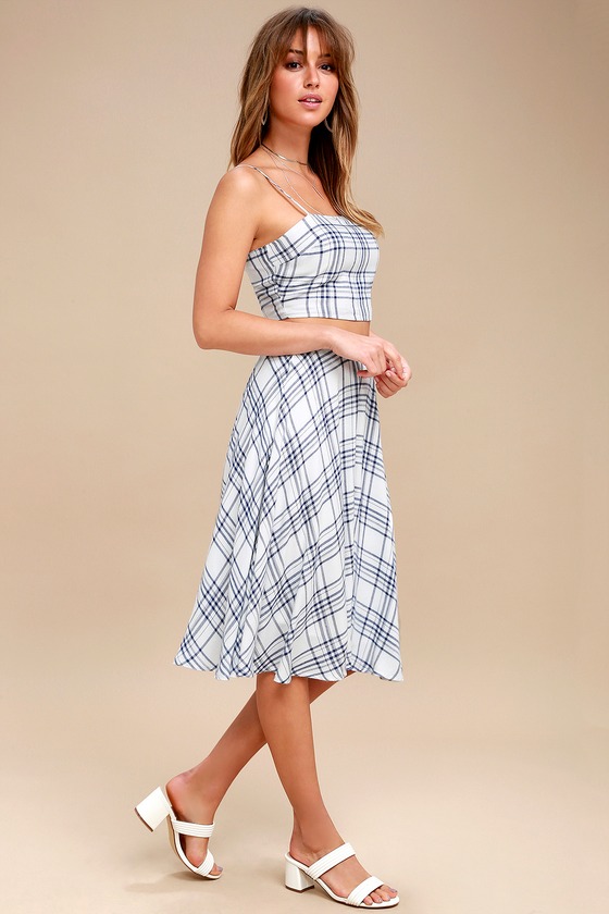 two piece plaid outfit